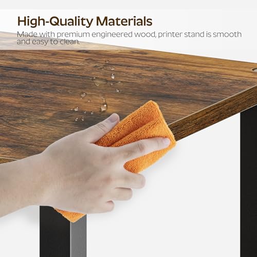 YATINEY Desktop Printer Stand, 2-Tier Printer Table with Non-Woven Drawer, Multi-Purpose Desk Organizer for Home Office, Under Desk Open Organizer Shelf, Rustic Brown PS01BR
