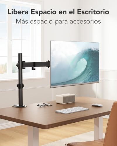 HUANUO Single Monitor Mount, Monitor Arm for 13”-32” Monitors up to 17.6 lbs, Adjustable Stand with 16” Max Height, Desk Mount with C-Clamp and Grommet Base, VESA 75x75mm or 100x100mm