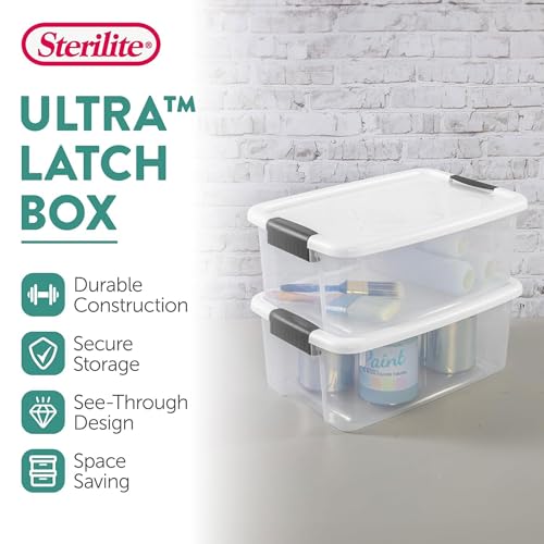 Sterilite 6-Pack Ultra Latching Box, Storage Bins with Lids, Clear Plastic, 18 Qt – Large Heavy-Duty Organizing Bin Containers for Home, Closet, Kitchen, Pantry, Bathroom, and Office