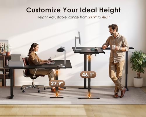 OffiGo 63 Inch Reversible L Shaped Electric Standing Desk, Height Adjustable Corner Stand up Desk, Ergonomic Large Lift Computer Table for Home, Office, Workstation, Black