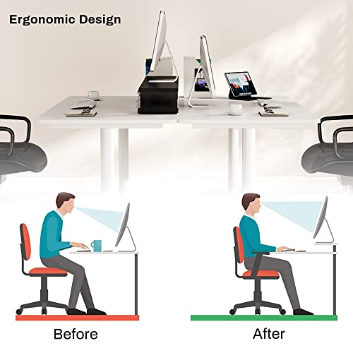 EUREKA ERGONOMIC Dual Monitor Stand - Adjustable Legs, Dual Monitor Riser, Carbon Fiber Computer Monitor Stand, Desktop Organizer, Monitor Stand Riser for PC, Computer, Laptop (Black)