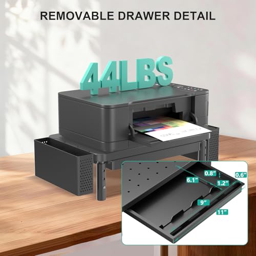 WALI Bundles- Computer Monitor Stand with Storage and Desk File Organizer, 4 Tier Desktop Paper Letter Tray Organizer with Drawer and 2 Pen Holders (PTT003-B+DO005DH-B)