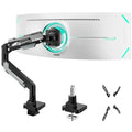 ARES WING Heavy Duty Single Monitor Arm - Gas Spring Aluminum Monitor Mount for 24"-57" Ultrawide Screens up to 66 lbs with Clamp/Grommet Desk Mount, 75/100/200 Vesa Mount, Black