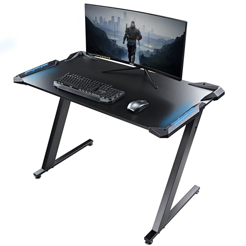 EUREKA ERGONOMIC Gaming Desk with LED Lights Home Office RGB Table, Small Gaming Desk, Computer Table, Black