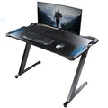 EUREKA ERGONOMIC Gaming Desk with LED Lights Home Office RGB Table, Small Gaming Desk, Computer Table, Black