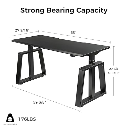 EUREKA ERGONOMIC Standing Gaming Desk, 63inch Executive Computer Desk Adjustable Height Desk Modern Trapezoidal Leg,Touch Screen,Black