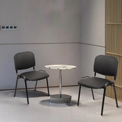 CLATINA Stacking Waiting Room Chairs, PU Leather Armless Office Guest Chair with Metal Frames, Stackable Conference Room Chairs No Wheels for Reception Lobby Side Training School, Black Set of 5