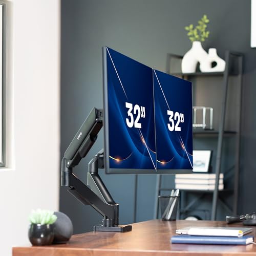 VIVO Dual Monitor Stand, Fully Adjustable Arms for 17 to 32 inch Screens, Mechanical Articulating Desk Mount, Gaming and Office Setups, VESA 75x75, 100x100, Max 19.8 lbs, Classic, Black, STAND-V002O