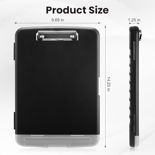 Sooez Clipboard with Storage, Clip Board 8.5 x 11 with Pen Holder, Plastic Organization Case Box for Letter Legal A4 Size Paper, Low Profile Clip, Nurses Teachers Must Haves, School & Office Supplies