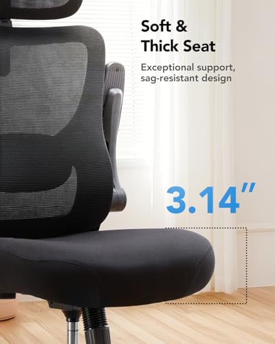 HUANUO Ergonomic Office Chair, High Back Computer Desk Chair with Adjustable Lumbar Support and Headrest, Comfy Gaming Chair with 3D Armrests, Home Office Rolling Chair, Max Load 300 lbs