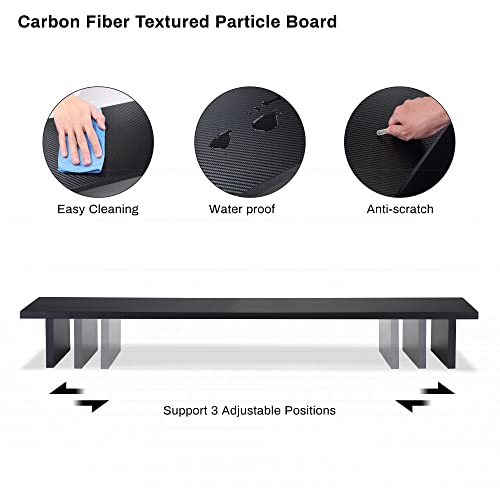 EUREKA ERGONOMIC Dual Monitor Stand - Adjustable Legs, Dual Monitor Riser, Carbon Fiber Computer Monitor Stand, Desktop Organizer, Monitor Stand Riser for PC, Computer, Laptop (Black)