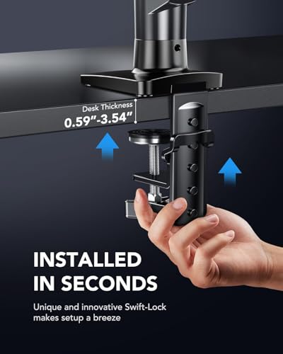 HUANUO FlowLift™ Single Monitor Mount, 13 to 32 Inch Monitor Arm, Adjustable Monitor Stand, Vesa Mount with Clamp and Grommet Base - Fits 4.4 to 19.8lbs LCD Computer Monitors