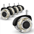 Office Chair casters,2 inch Replacement Desk Chair Wheels,Safe Quiet Rolling for Office Chair(Set of 5),Mute Rubber Rotating Desk Chair Caster Wheels, Safe for All Floors(Gold)