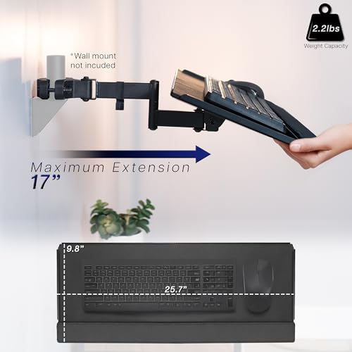 VIVO Universal 26 Inch Keyboard and Mouse Tray Pole Mount, 360 Degree Rotation, Neutral Writing Position, Black, Mount-POLEKB