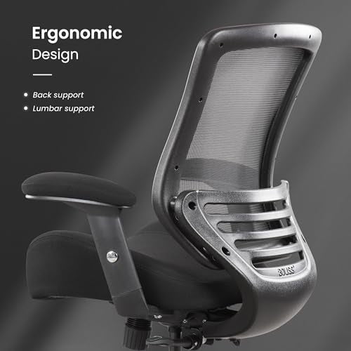 BOLISS 400lbs Mid Back Mesh Ergonomic Drafting Chair for Standing Desk Office Wide Chair Built-in Lumbar Support Big Adjustable Foot Ring Height Adjustable Armrest (Black)