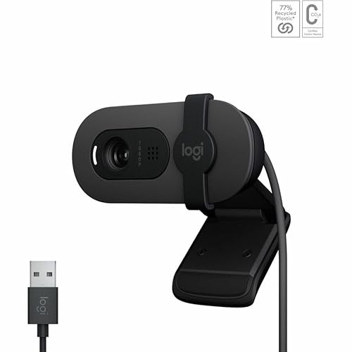 Logitech 960001580 Brio 100 1080p Full HD Webcam (Graphite) (Renewed)