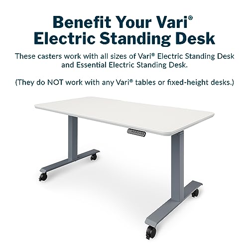 Vari Caster Wheels for Electric Standing Desk, Easy Installation and 360-Degree Movement (Set of 4)