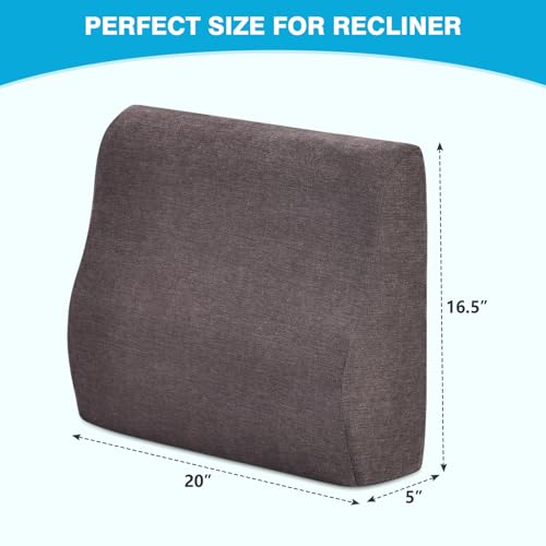 TANYOO Back Support Pillow for Recliner Dual Layer Lumbar Support Pillow with Gel Memory Foam Ergonomic Orthopedic Couch Lumbar Cushions for Elderly Lower Back Pain Relief Washable Cover Brown