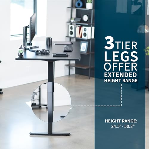 VIVO Electric 71 x 36 in Dual Motor Sit Stand Desk, Memory Height Adjustment, 2B Series, Black Top Black Frame, DESK-KIT-2B7B-36