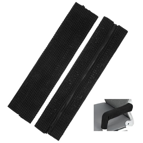 Classicseali 2pcs Office Chair Armrest Covers, Arm Rest Covers for Office Chair,with Zipper, Stretchable Chairs Arm Pads, Black Armrest Cover for Chairs