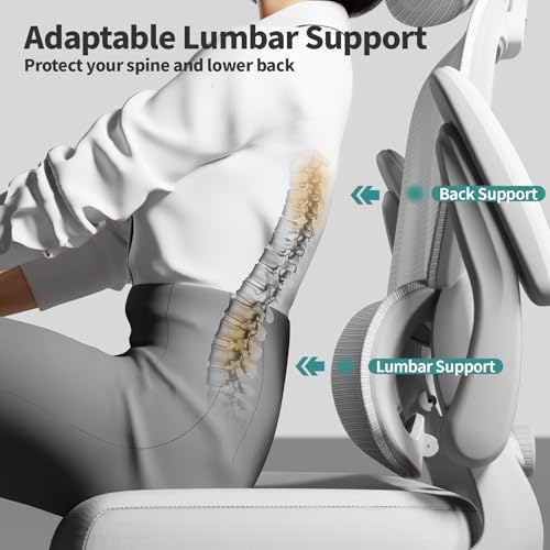 TRALT Office Chair Ergonomic Desk Chair, 330 LBS Home Mesh Office Desk Chairs with Wheels, Comfortable Gaming Chairs (White White)