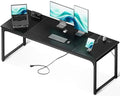 Coleshome 71 Inch Computer Desk with USB Ports, Large Office Desk, Long Study Student Writing Desk, Black