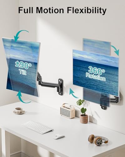 MOUNT PRO Single Monitor Wall Mount for 13 to 32 Inch Computer Screens, Height Adjustable Wall Mount Monitor Arm Holds Up to 19.8lbs, Full Motion Wall Bracket, VESA Mount 75x75, 100x100, Black