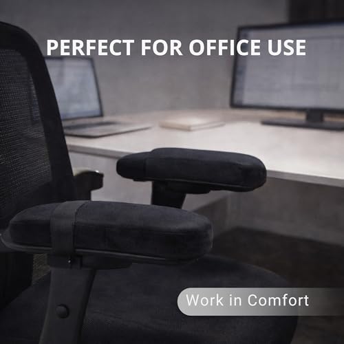 AXIONTEK Office Chair Arm Pads 2-Pack – Black PP Cotton Cushions for Elbow Support – Universal Fit, Comfortable, Non-Slip Covers for Office, Gaming & Home Chairs