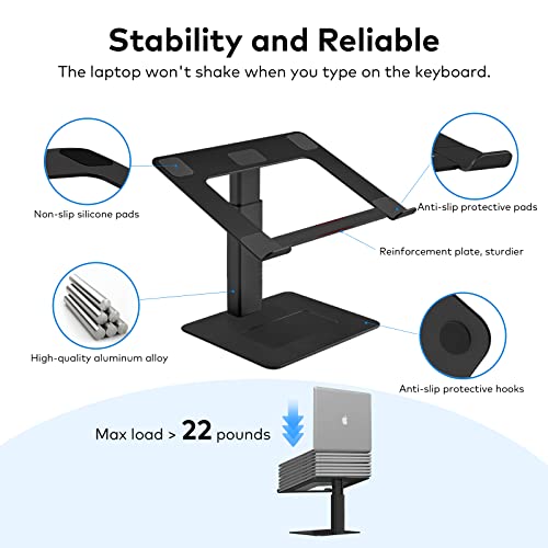 VECOFO Laptop Stand for Desk, Ergonomic Aluminum Laptop Stand Adjustable Height from 7-15", Sitting and Standing Laptop Riser for 10-17" Notebook