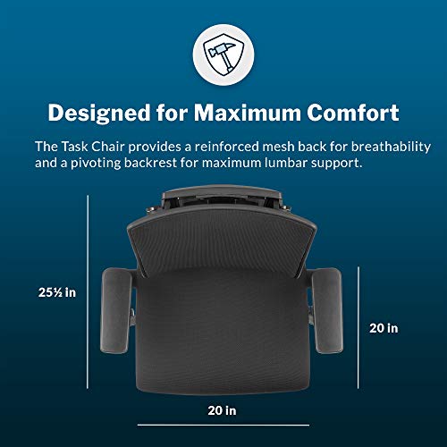 Vari Task Chair- Varidesk Comfortable Ergonomic Office Chair with Mesh, Armrests and Rolling Casters - Easy Assembly, 300lb Capacity - Lumbar and Back Support - Home Office Chair- Black