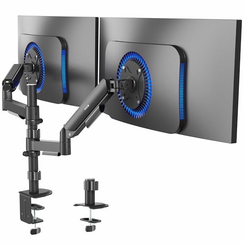 VIVO 17 to 32 inch Dual Mechanical Monitor Mount, 2 Tension Spring Arms, Adjustable Swivel, Rotation, Heavy Duty VESA Desk Stand with C-clamp, Grommet, Max VESA 100x100, Black, STAND-V002K