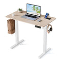 YOLEZO 35" Electric Standing Desk Adjustable Height, Small Sit Stand Desk for Home Office & Computer Workstation, Compact Work Desk with Cable Management (Light Walnut)
