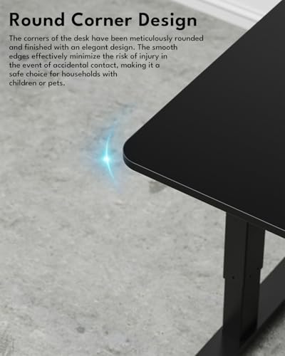Zontera Standing Desk, Height Adjustable Electric Stand up Desk, 55 x 24 Inches Sit Stand Home Office Desk with Splice Board, Black Frame/Black Top
