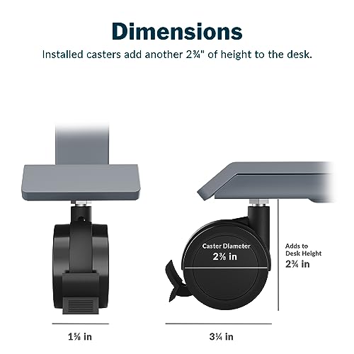 Vari Caster Wheels for Electric Standing Desk, Easy Installation and 360-Degree Movement (Set of 4)