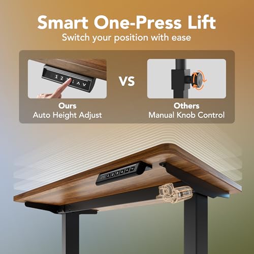 HUANUO 32" Small Electric Standing Desk Adjustable Height, 4 Memory Height Settings, Sit Stand Up Desk for Home Office & Computer Workstation, Black Walnut