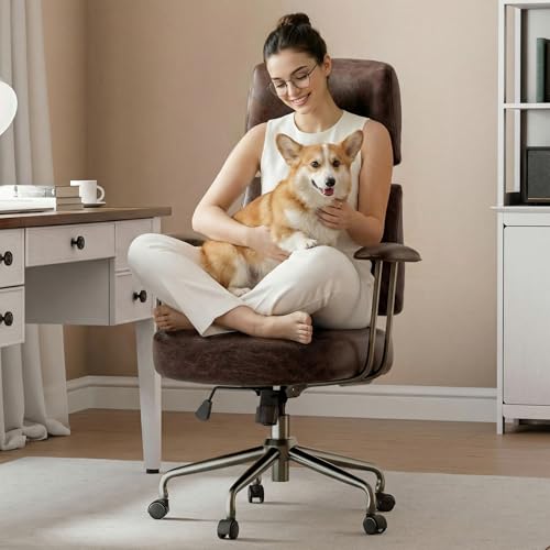 EUREKA ERGONOMIC Home Office Desk Chairs, Ergonomic Computer Chair with High Back, Executive Office Chair with Lumbar Support, Spring Cushion Seat, Mid-Century Modern, Brown