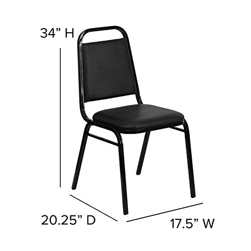 Flash Furniture Hercules Series Trapezoidal Vinyl Banquet and Event Chairs, Commercial Event Chairs with Padded Seats and Backs, Set of 4, Black