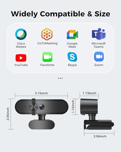 Edew 1080P Webcam Computer Camera with Microphone & Wide View - Auto Light Correction Webcam for PC, Mac, Laptop, Desktop - Built-in Privacy Cover Plug & Play USB for Zoom/Skype/Streaming