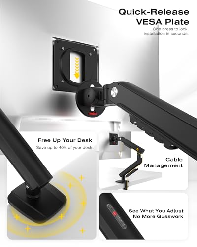 NB Smoovex Single Computer Monitor Mount, Monitor Stand fits up to 32 Inch, Mechanical Spring Monitor Arm, VESA 75/100 mm, Model-A5(Black)