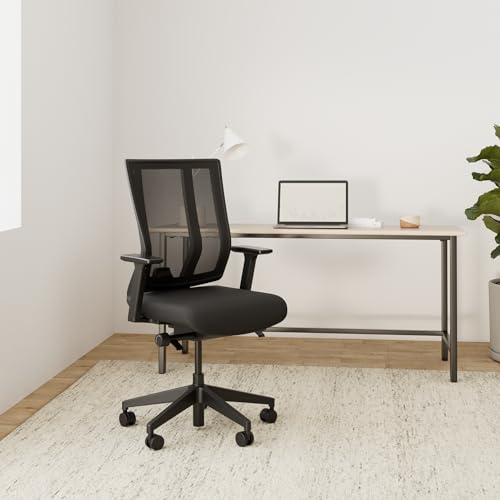 Vari Task Chair- Varidesk Comfortable Ergonomic Office Chair with Mesh, Armrests and Rolling Casters - Easy Assembly, 300lb Capacity - Lumbar and Back Support - Home Office Chair- Black