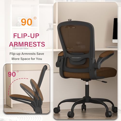 Mimoglad Office Chair, Ergonomic Desk Chair with Adjustable Lumbar Support, High Back Mesh Computer Chair with Flip-up Armrests-Task Chairs, Executive Chair for Home Office