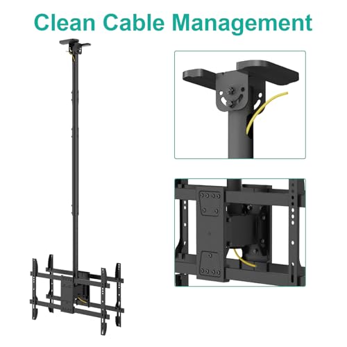 WALI Ceiling TV Mount Dual Screen Back to Back Fits Most Display 43 to 86 Inch TV, Up to 176lbs, 88 lbs for Each Screen, Height Extension up to 66.5 Inch, Mounting Holes 600x400mm (CM4386-2S), Black