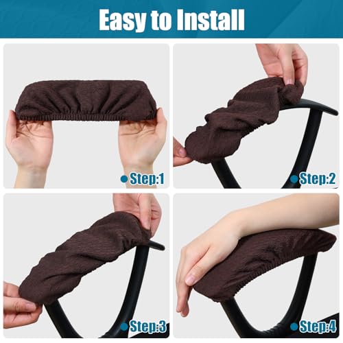 Smiry Stretch Jacquard Office Computer Chair Armrest Covers, 2PCs Removable Washable Anti-dust Desk Chair Arm Pad Covers, Chocolate