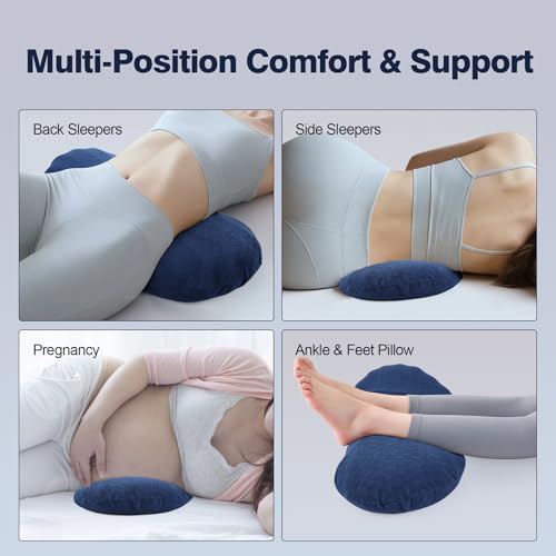 COMFYTHERA Lumbar Support Pillow for Sleeping Memory Foam Lumbar Support Cushion for Lower Back Pain Relief, Back Support Bed Pillow Waist Support (Dark Blue, Large)