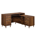 Sauder Clifford Place L-Desk, L: 59.06" x W: 53.54" x H: 30.2", in Grand Walnut finish