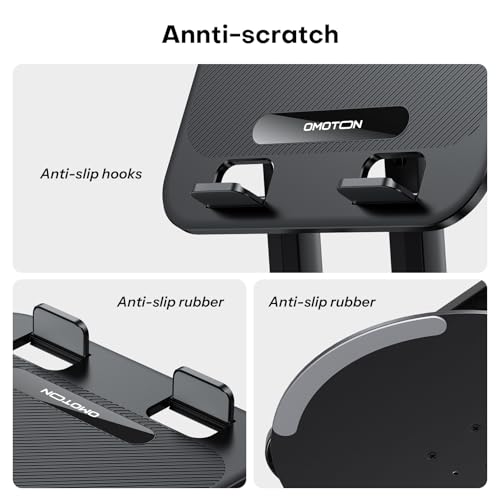 OMOTON Laptop Stand for Desk with 360° Rotating Base, Ergonomic Laptop Riser for Collaborative Work, Easy Storage, Fit MacBook/Laptops up to 14 inches, Black