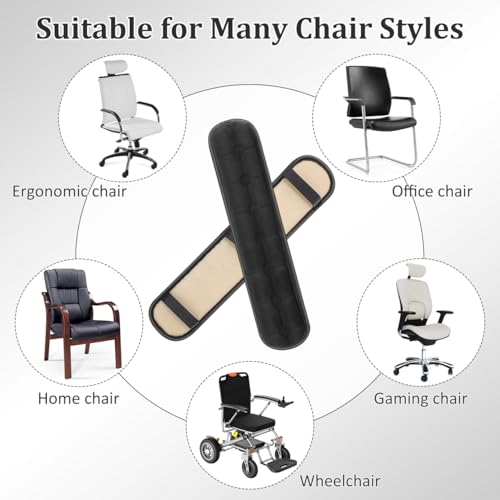 IMIKEYA Chair Armrest Mats 17.7 Inch Office Chair Arm Covers with Elastic Straps for Comfortable Support and Easy Cleaning Pair