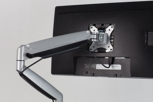 Mount-It! Single Monitor Arm Desk Mount with Gas Spring, Height Adjustable Monitor Stand for 13–32 Inch Screens up to 20 lbs, VESA 75x75 & 100x100, C-Clamp & Grommet, Sit-Stand Desk Compatible