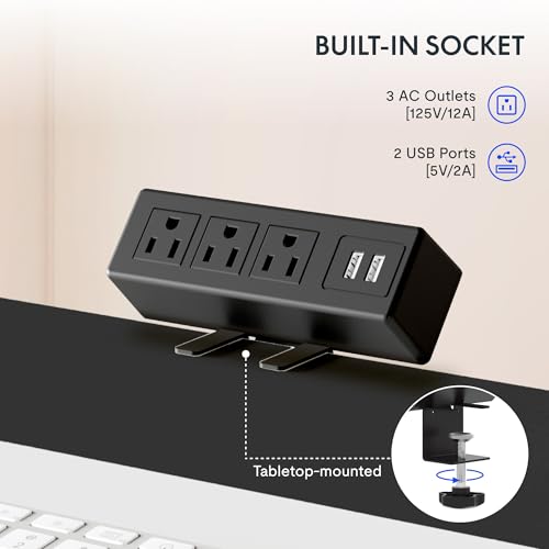 FLEXISPOT EN2 Whole-Piece Standing Desk with Clamp Power Strip, 55 x 28” Electric Stand Up Height Adjustable Desk with Cable Management (Black Frame + 55" Black Top, 2 Packages)