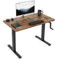 VIVO Manual Height Adjustable 43 x 24 inch Stand Up Desk, Rustic Vintage Brown Solid One-Piece Table Top, Black Frame, Standing Workstation with Foldable Handle, DESK-KIT-MB4N